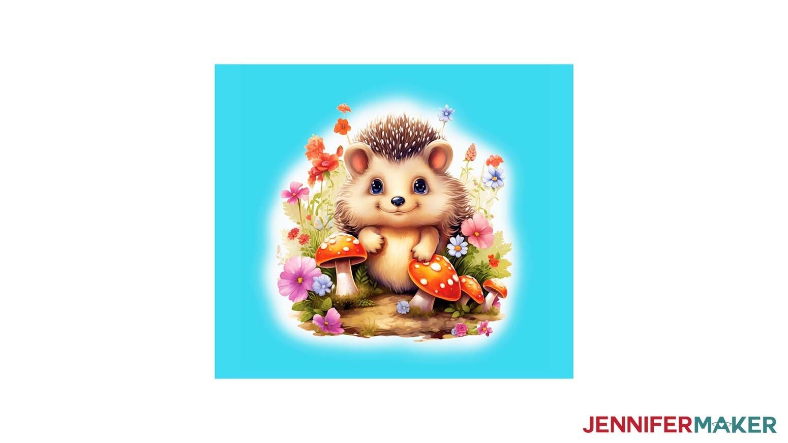 A hedgehog image for sublimation on straight tumblers.