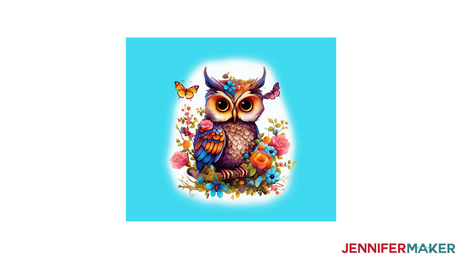 An owl image for sublimation on straight tumblers.