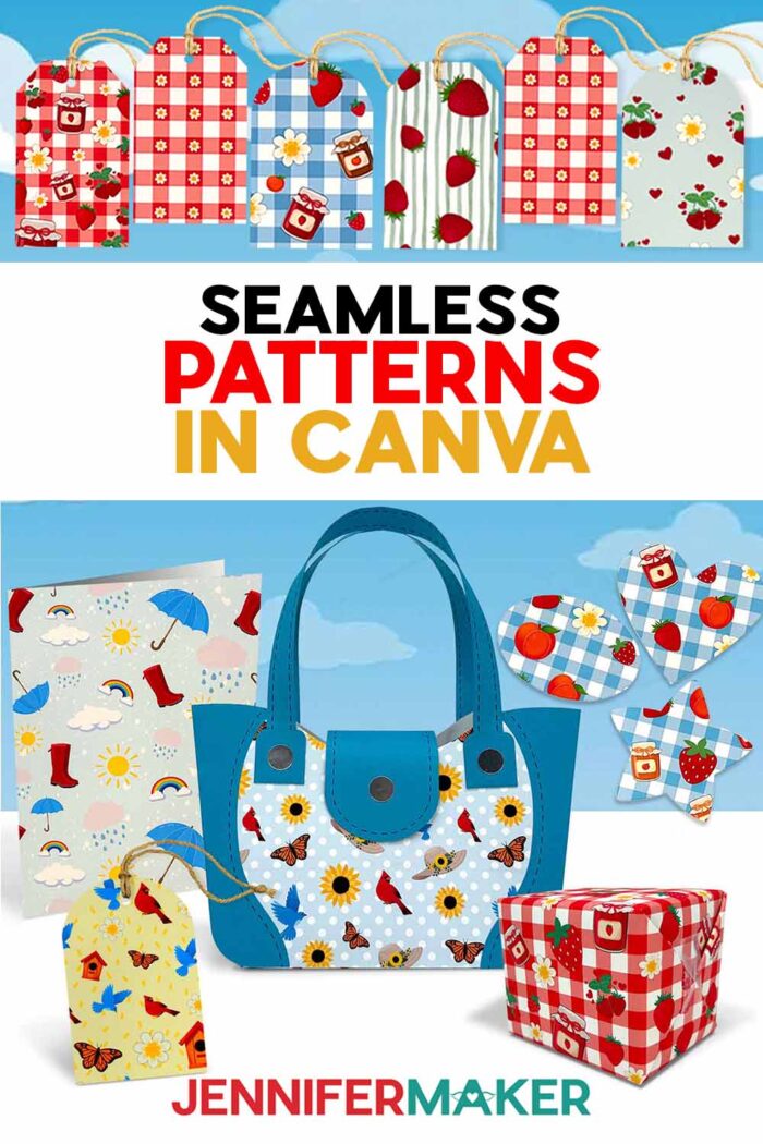 Learn how to make a Seamless Pattern In Canva with the free tutorial and files. A collection of papercrafts made with paper printed with seamless patterns