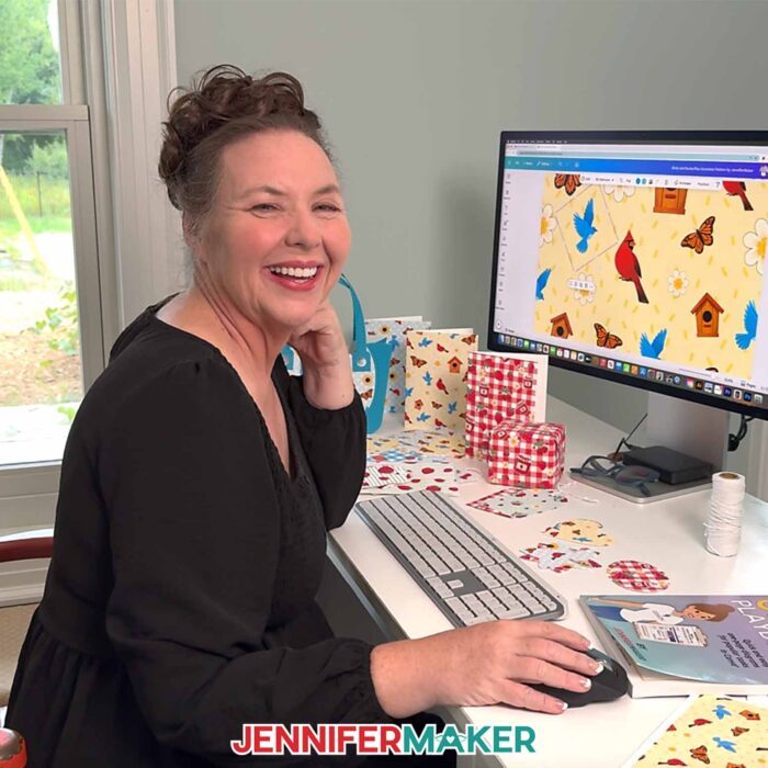 Jennifer Maker designs a pattern tile in Canva as part of her Seamless Pattern In Canva tutorial