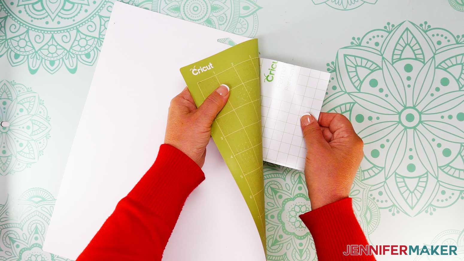 After cutting, flip the mat and pull it away from the vinyl to prevent curling.