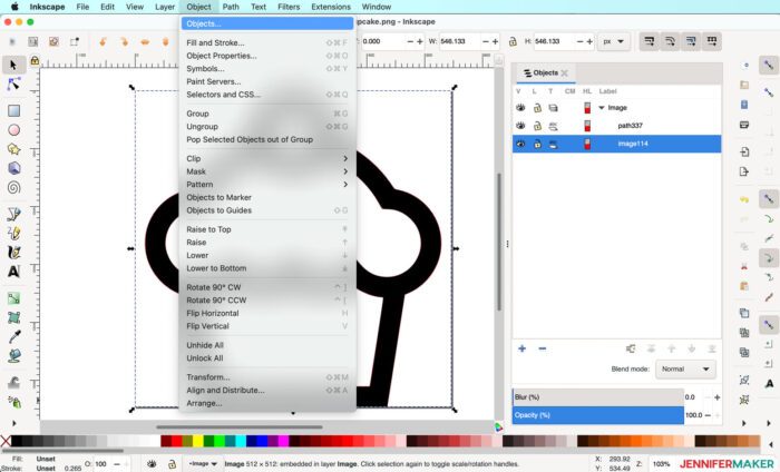Inspecting the layers in a SVG file in Inkscape with the Objects Panel