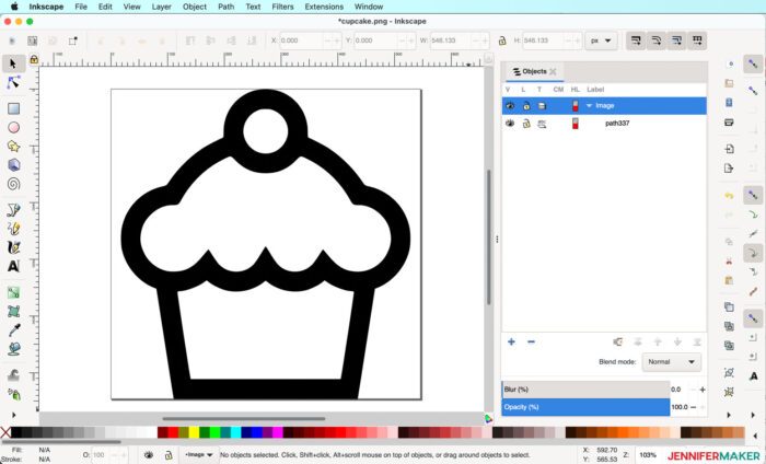 Traced bitmap turned into a vector image in Inkscape