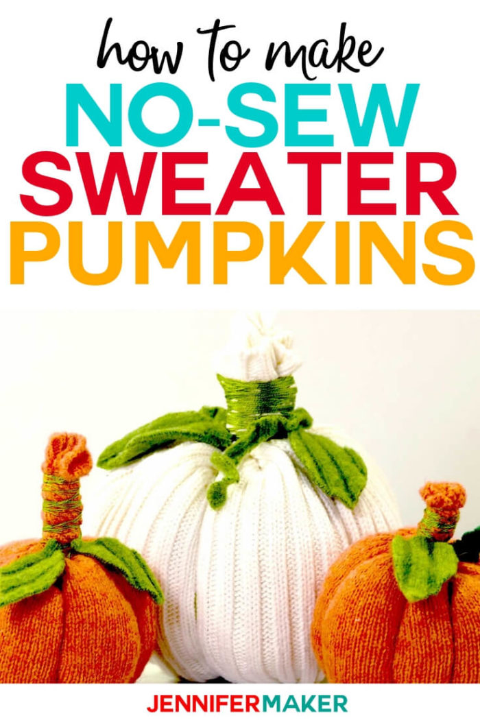 No-Sew sweater pumpkins are a quick and easy home decor project to help your home feel more like fall! Use an old sweater you already have on hand or pick one up at a thrift store to complete this 30 minute project. #diy #tutorial #craftprojects #homedecor