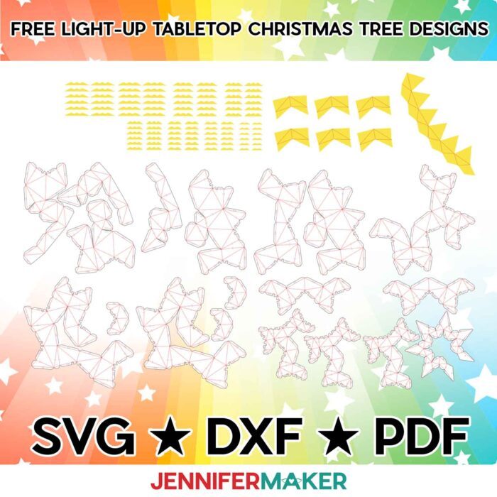 Lean how to make a light-up tabletop Christmas tree for the holidays with JenniferMaker's tutorial! Get the free SVG, DXF, and PDF design files.