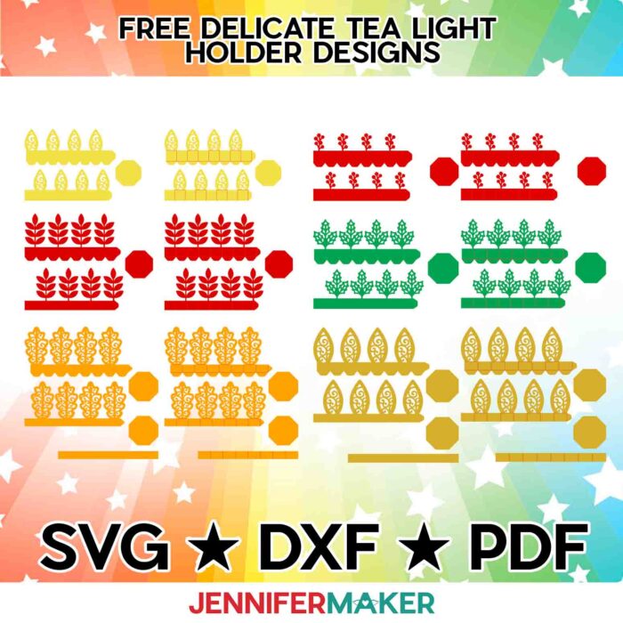 Free delicate Tea Light Holder SVG, DXF, and PNG designs
