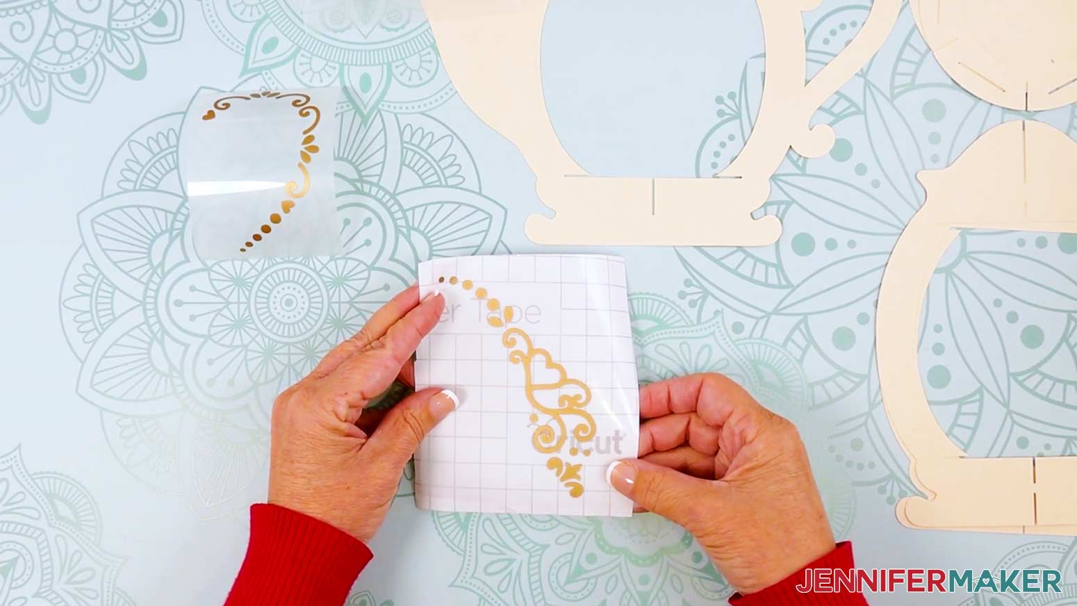 Cut a piece of StandardGrip transfer tape large enough to cover the individual teapot lantern decals.