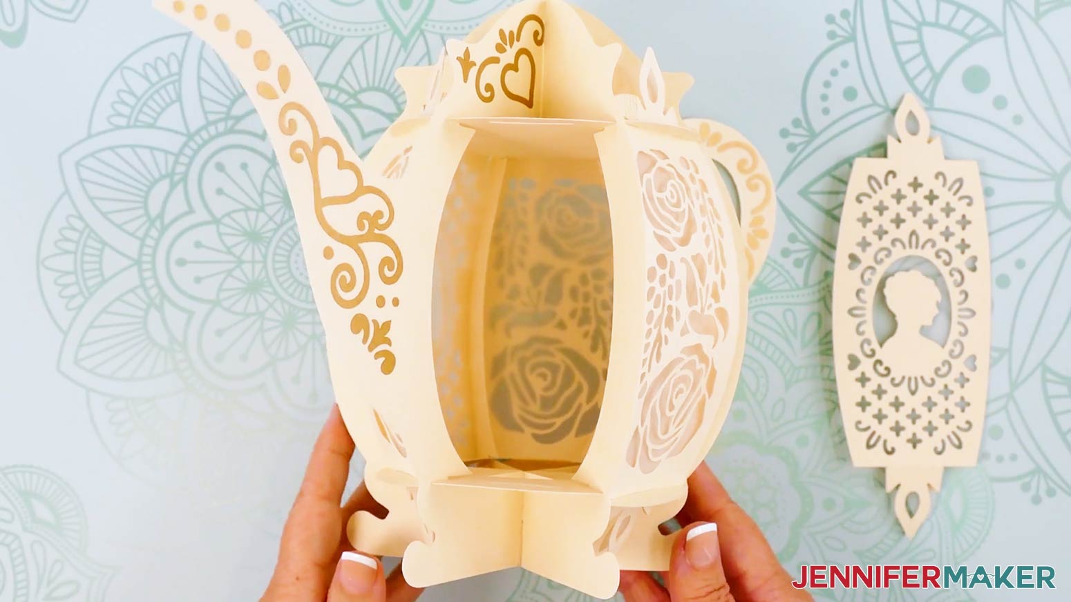 Looking into the teapot lantern through the one open panel area, with the other five panels inserted.