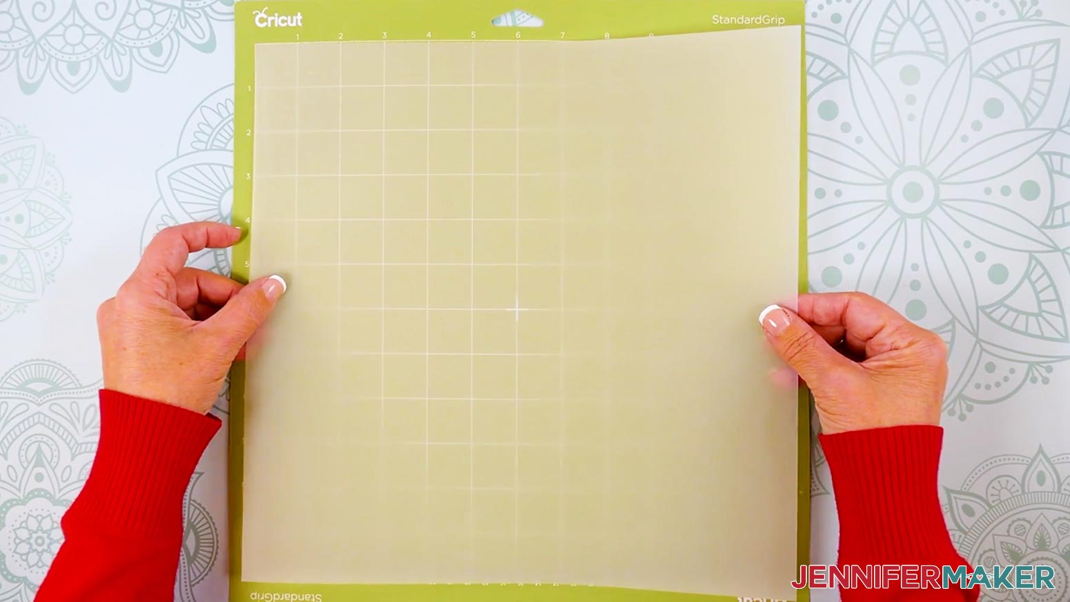 Place the vellum face up on a less sticky green StandardGrip machine mat.