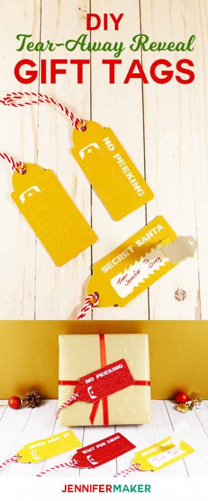 DIY Tear-Away Reveal Gift Tag to keep anyone from peeking! | Christmas present tags SVG cut files for Cricut | reveal tags