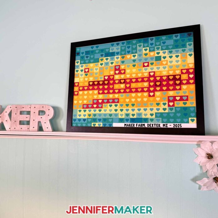 Maker Farm Temperature Tracking Project on display on a shelf next to wooden letters spelling out "MAKER"