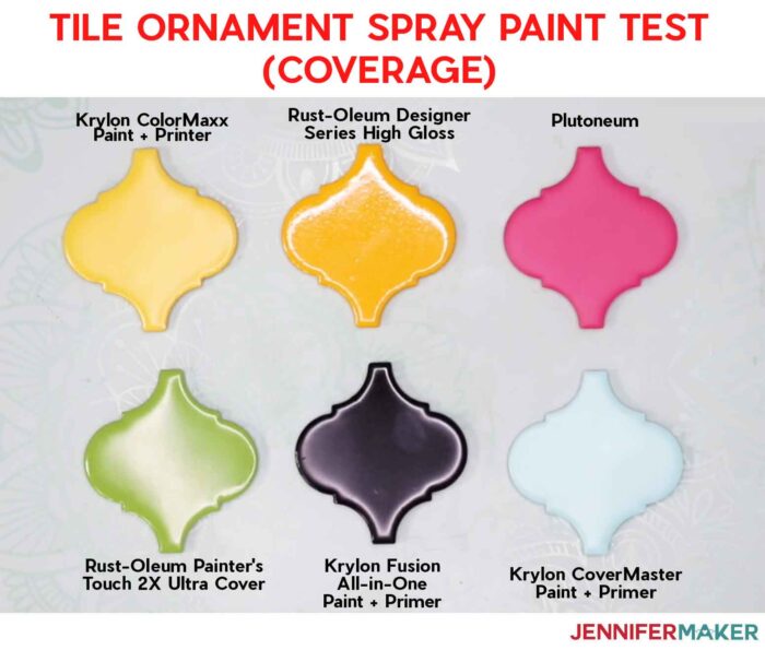 Tile Ornament Spray Paint Test Results for Coverage