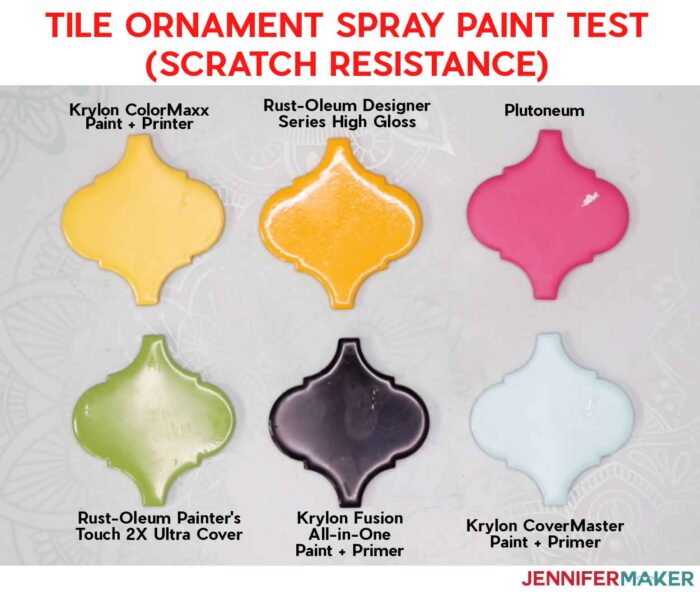 Tile Ornament Spray Paint Test Results for Scratch Resistance