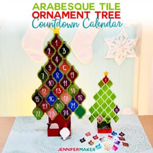 Tile Ornament Tree Countdown Calendar for Christmas - Free Pattern and SVG Cut Files for Two Sizes! #cricut #glowforge #christmas