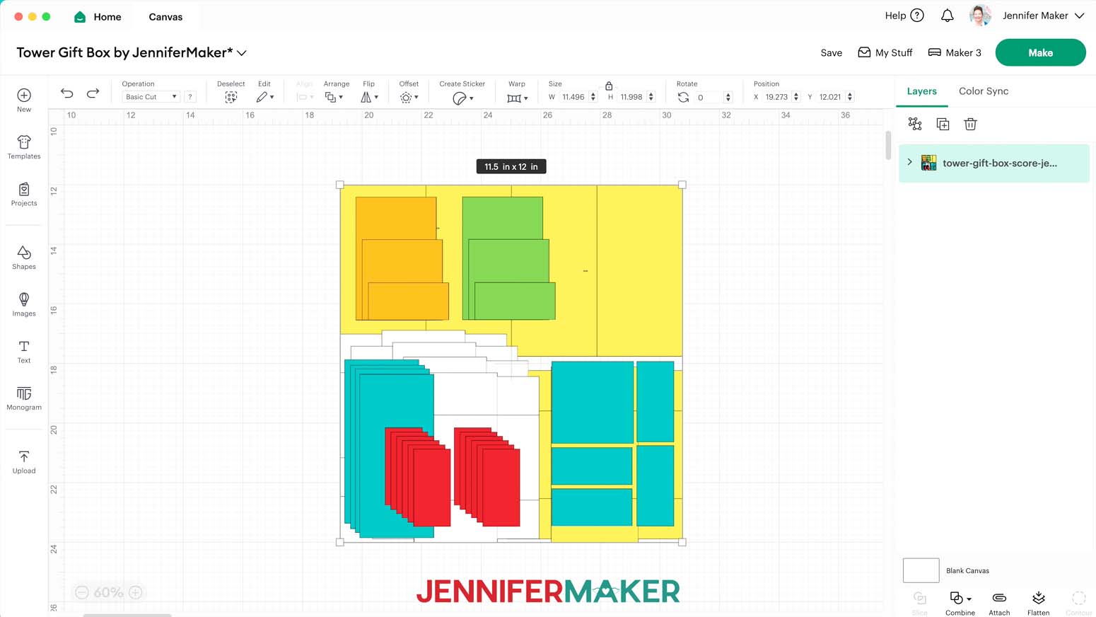 The tower gift box pieces are all in one file and will open as a group in Design Space.