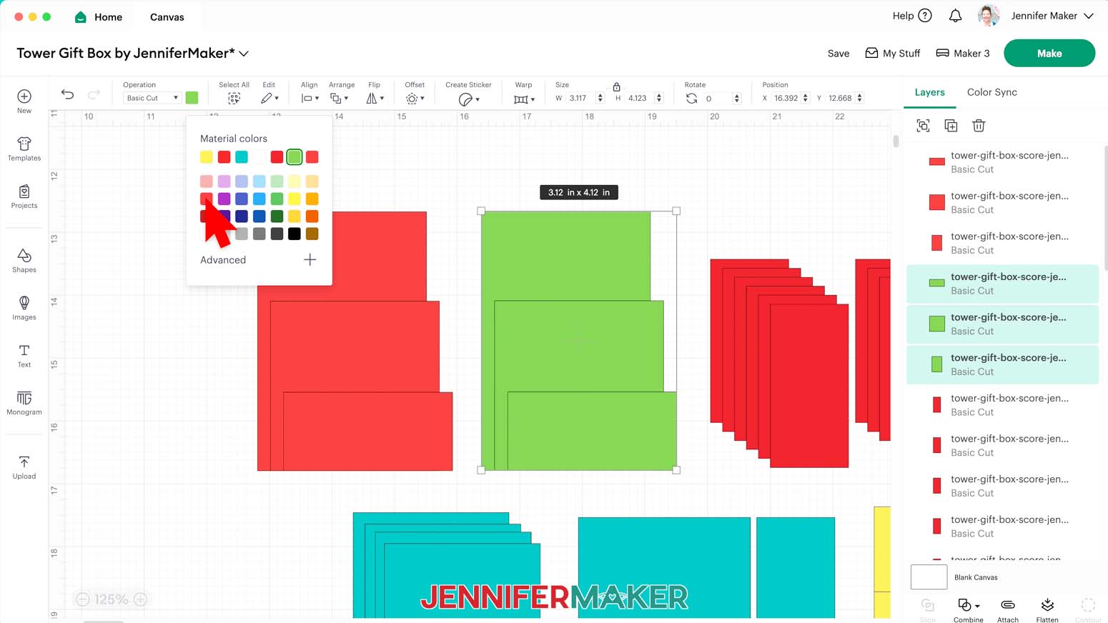 Change the color of the panels to better match the materials being used to make the tower gift box.