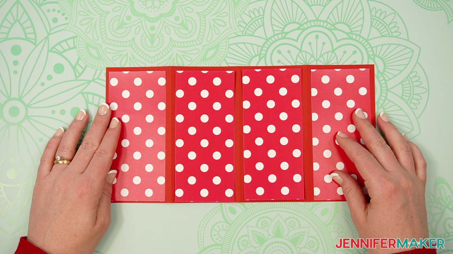 Arrange the outer panels in the order they will be adhered to the tower gift box.