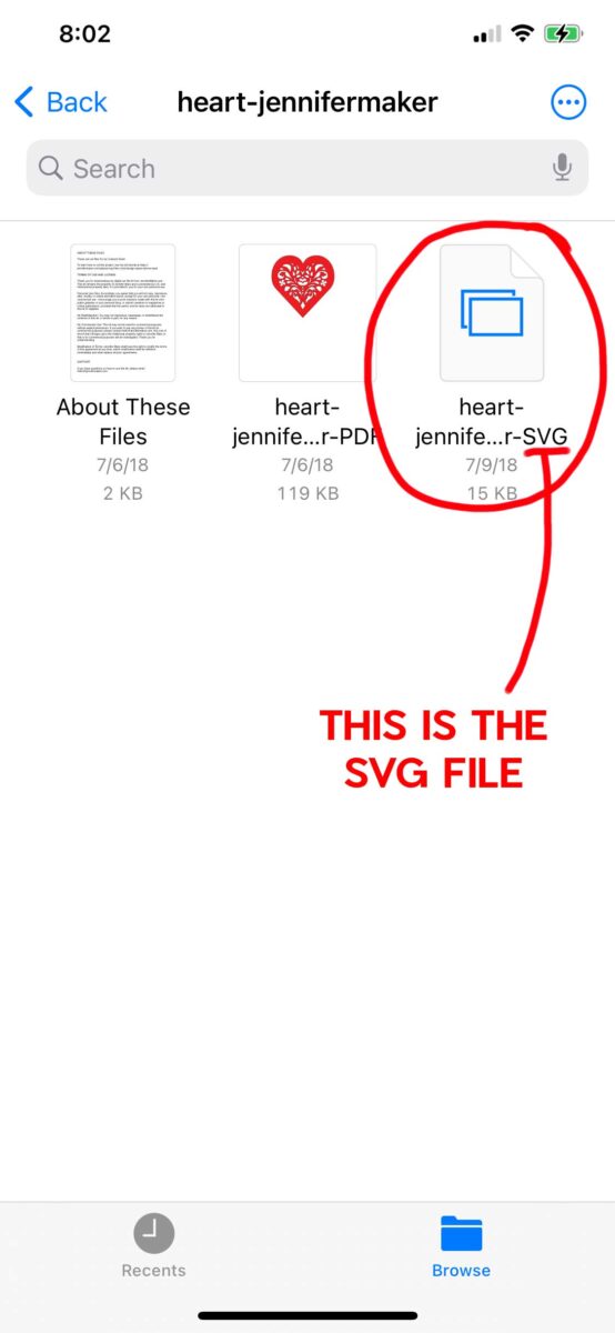 Finding the SVG file in a folder on the iPhone