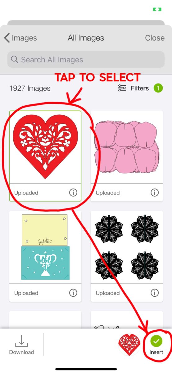 Tap the SVG file to upload it to Cricut Design Space