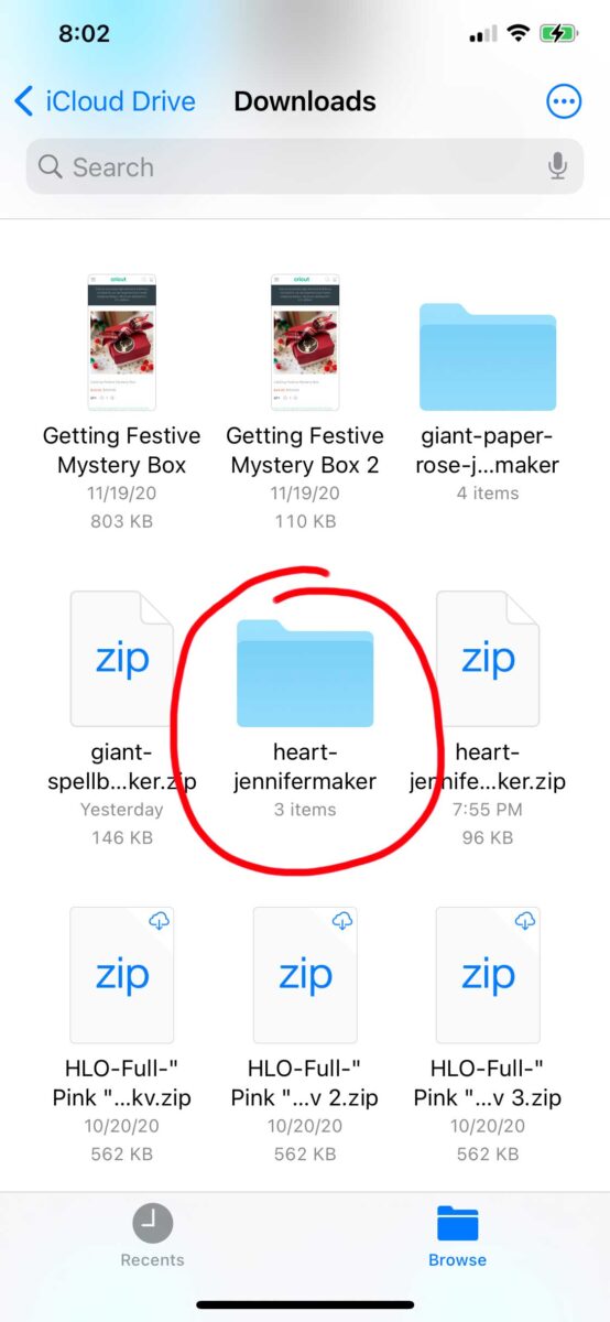 The unzipped folder appears in your Downloads folder