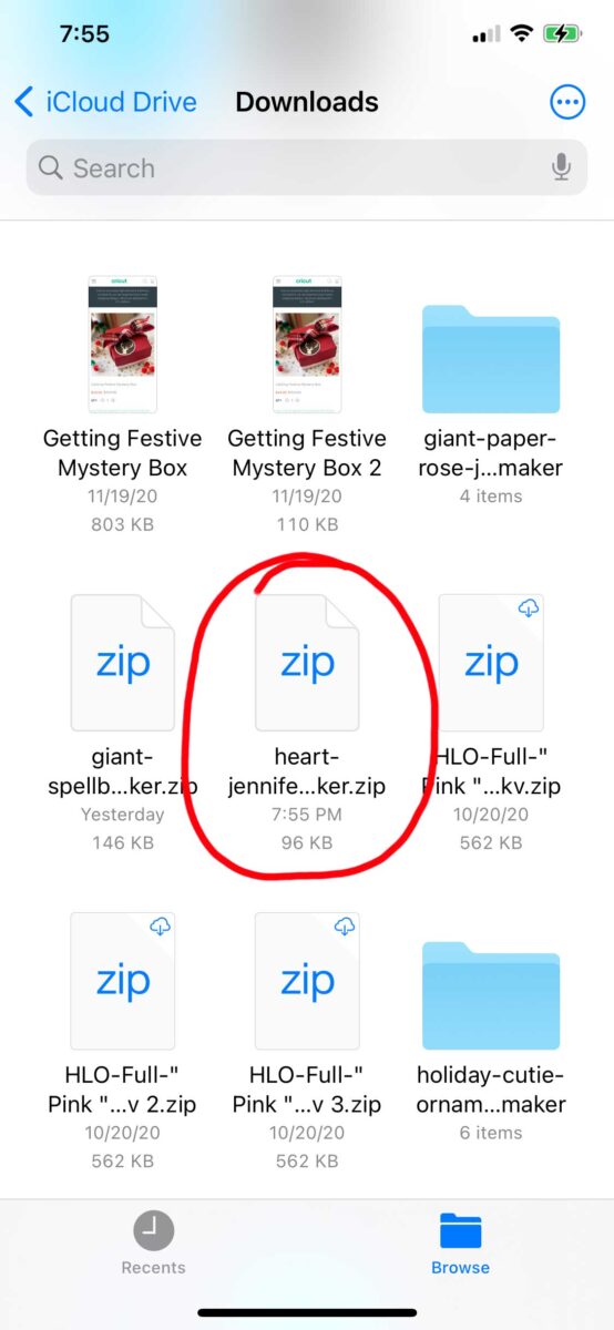 Locating a downloaded zip file on the iPhone in Files