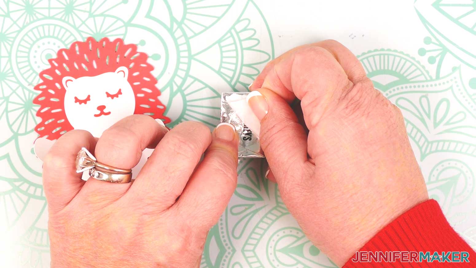 .Apply a small zot or glue dot to the bottom of the candy