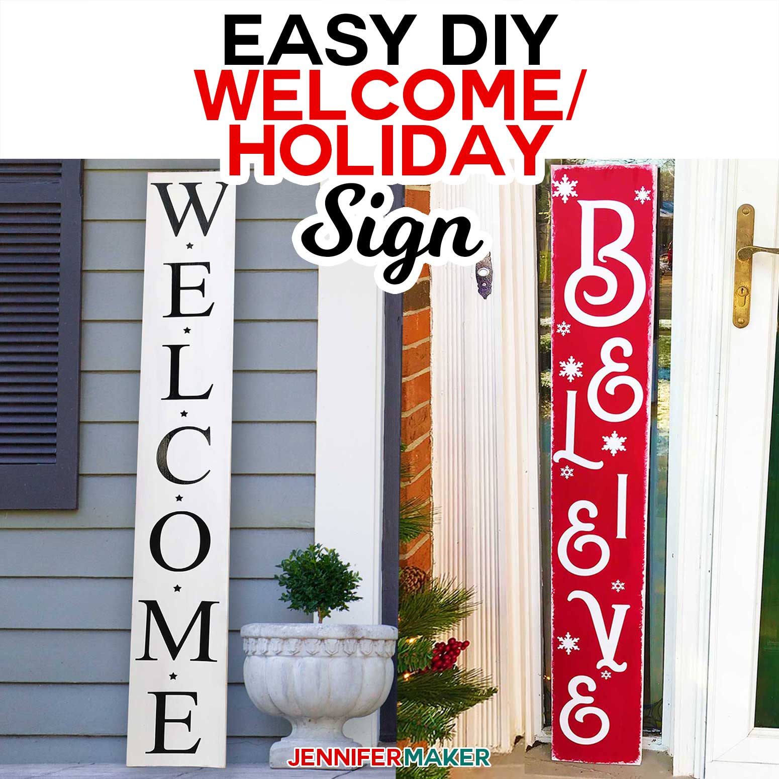 Easy Vertical Welcome Sign – Reversible for the Holidays!