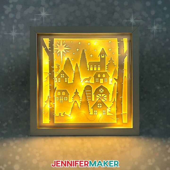 Village Shadow Box With Lights