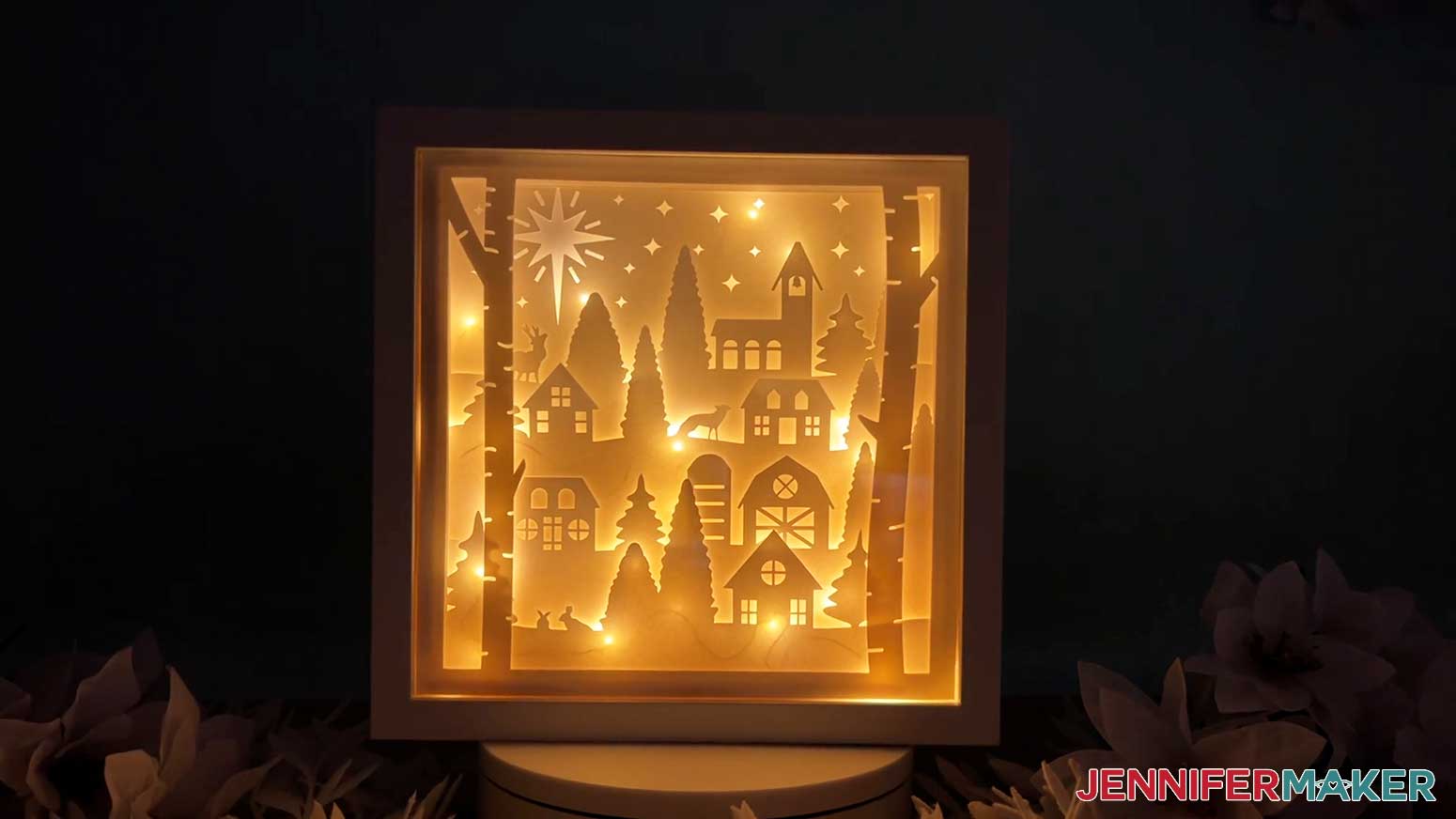 The Village Shadow Box With Lights is finished and ready to display.