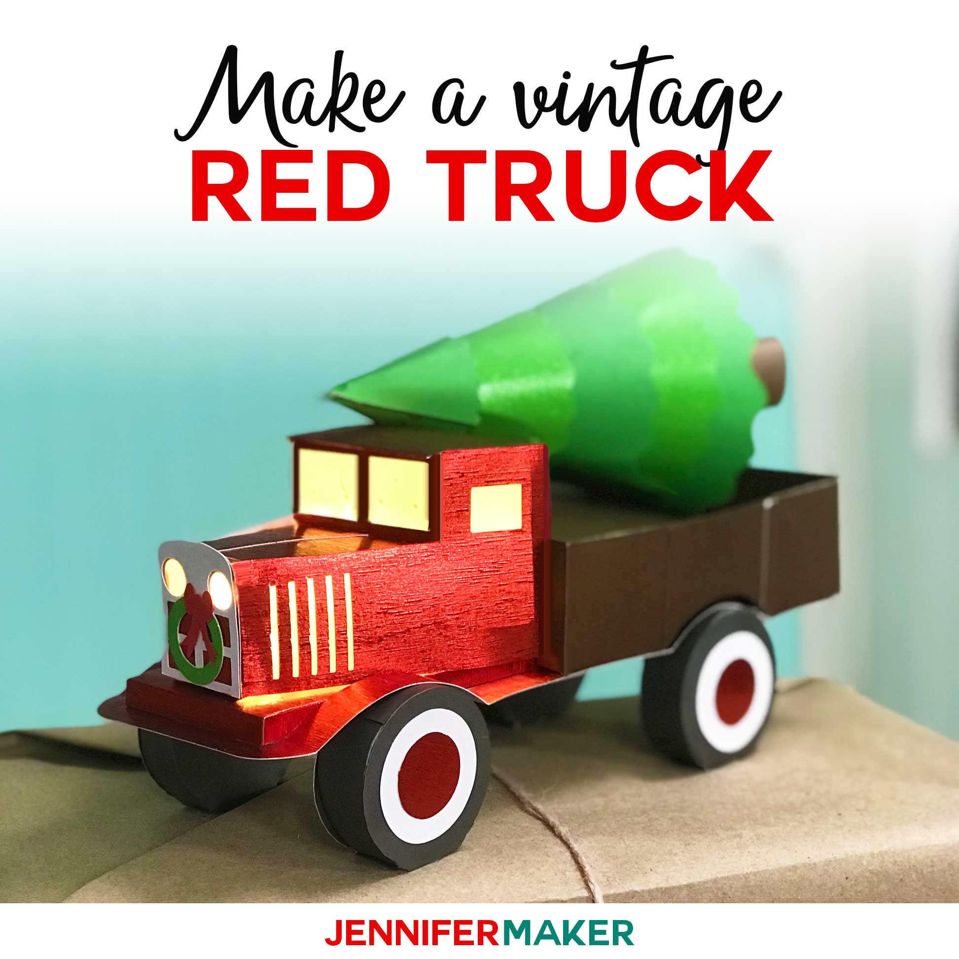 Download Vintage Red Truck From Paper Perfect For Christmas Jennifer Maker PSD Mockup Templates