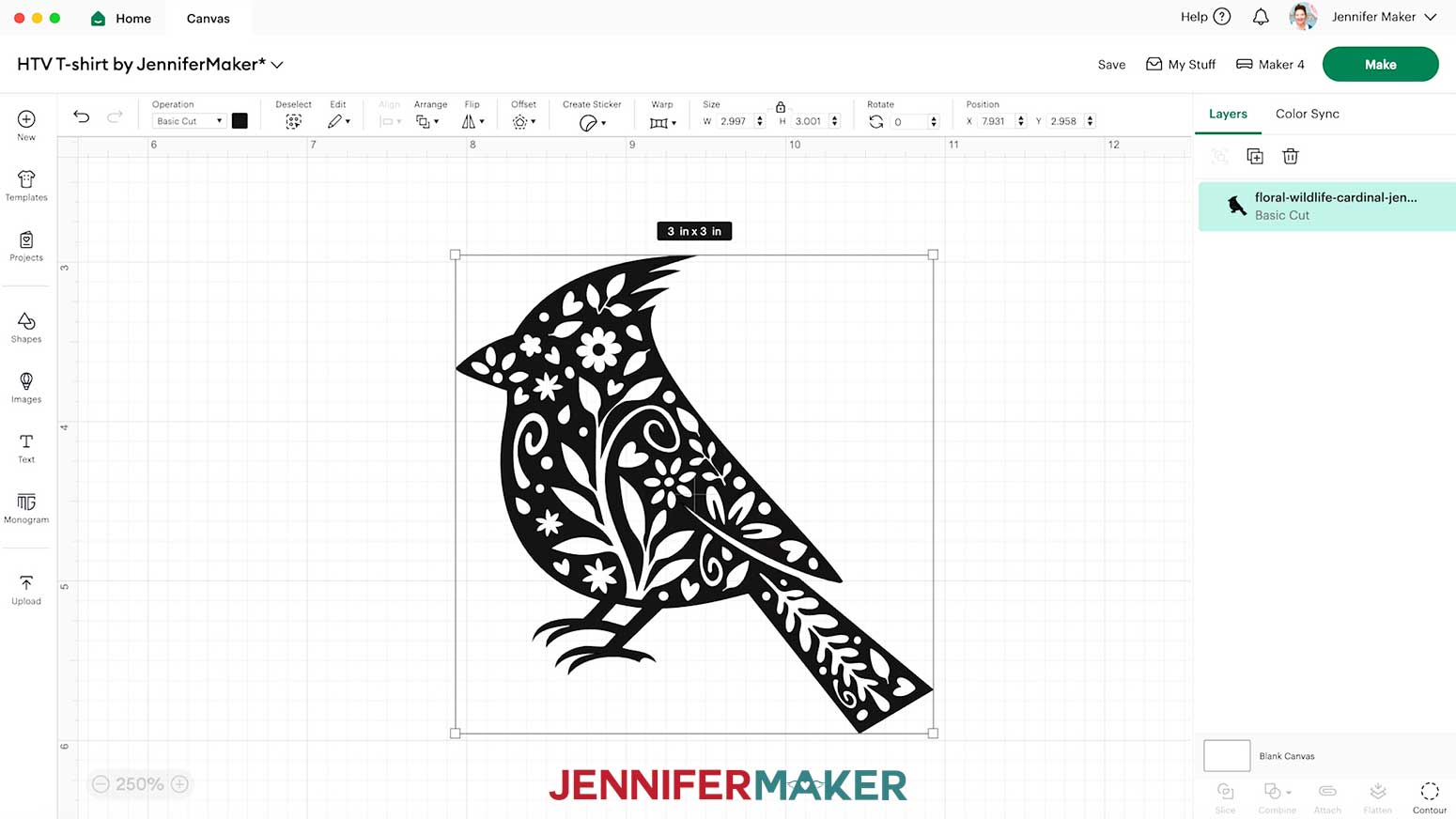The cardinal vinyl vs iron on design is ready to apply to a small blank.