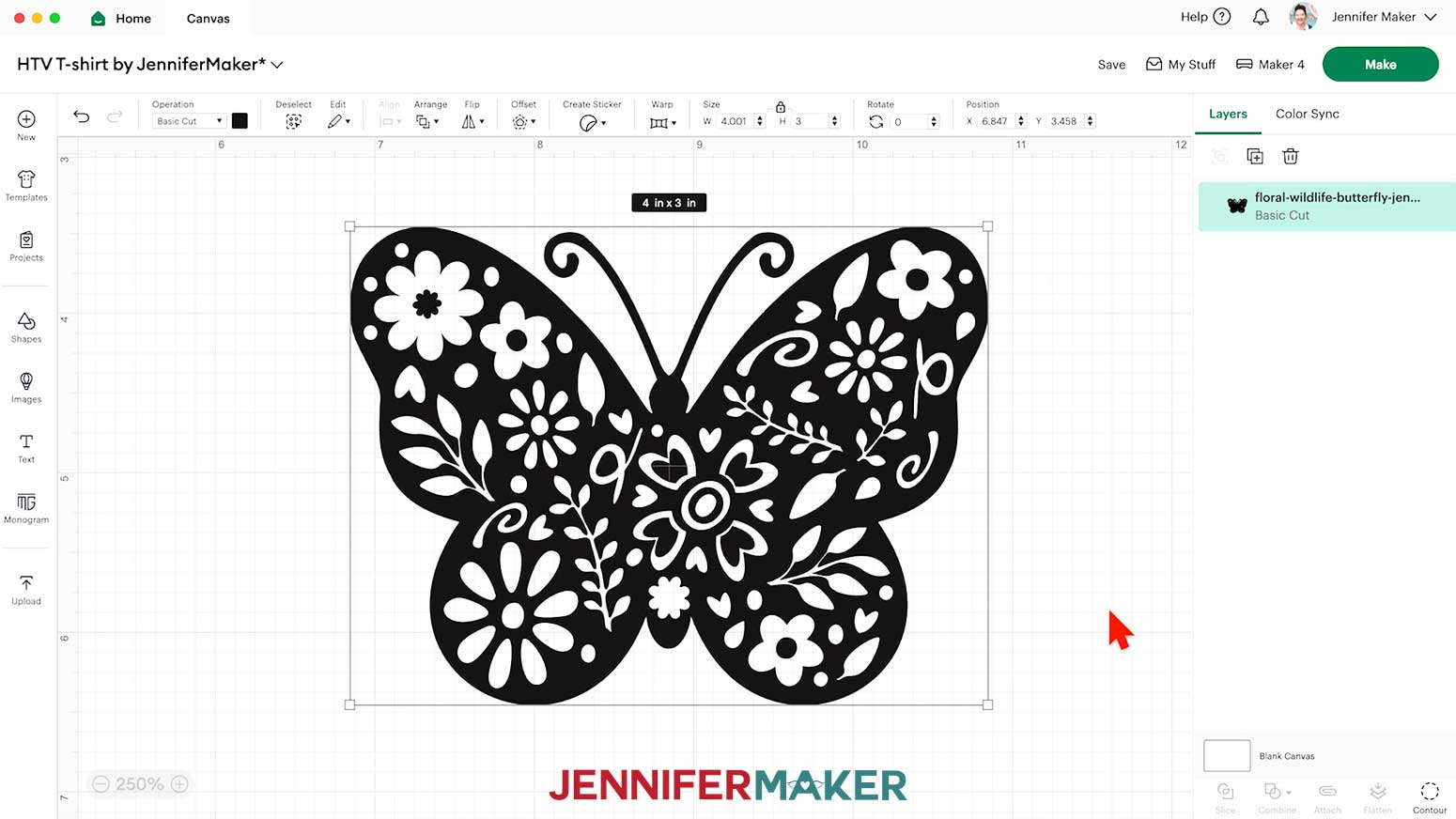 The butterfly vinyl vs iron on design is ready to make to apply to a small blank.