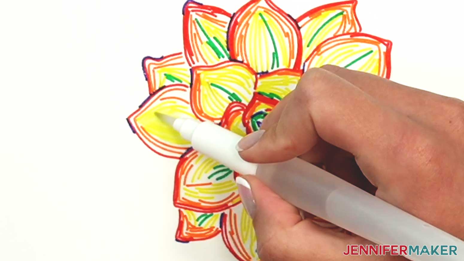 Color the yellow areas of the petals on the watercolor succulent being sure to not touch other colors.
