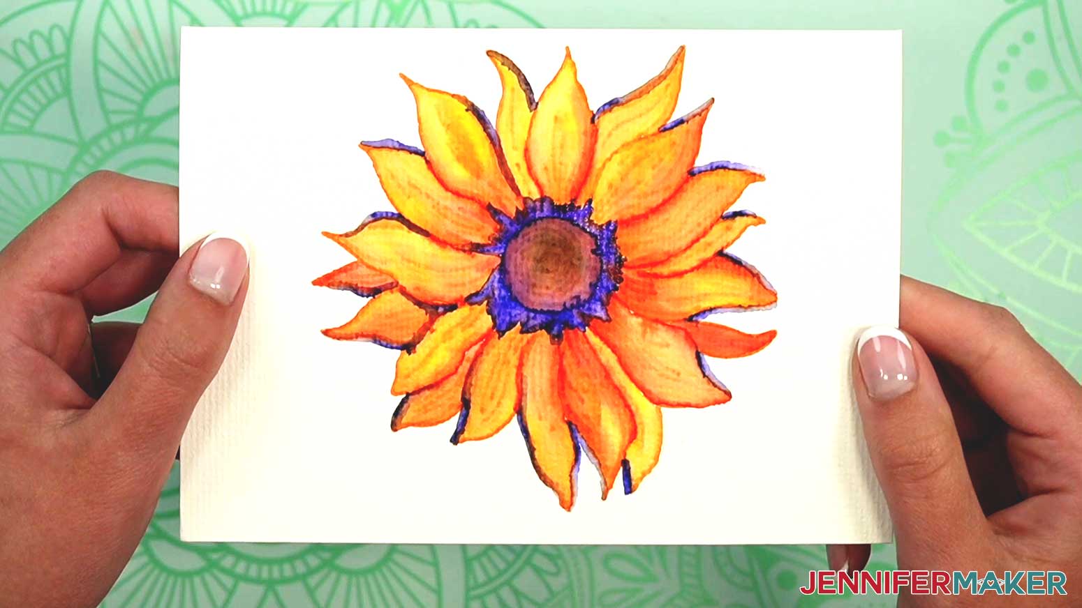 The watercolor sunflower is complete and ready to display.