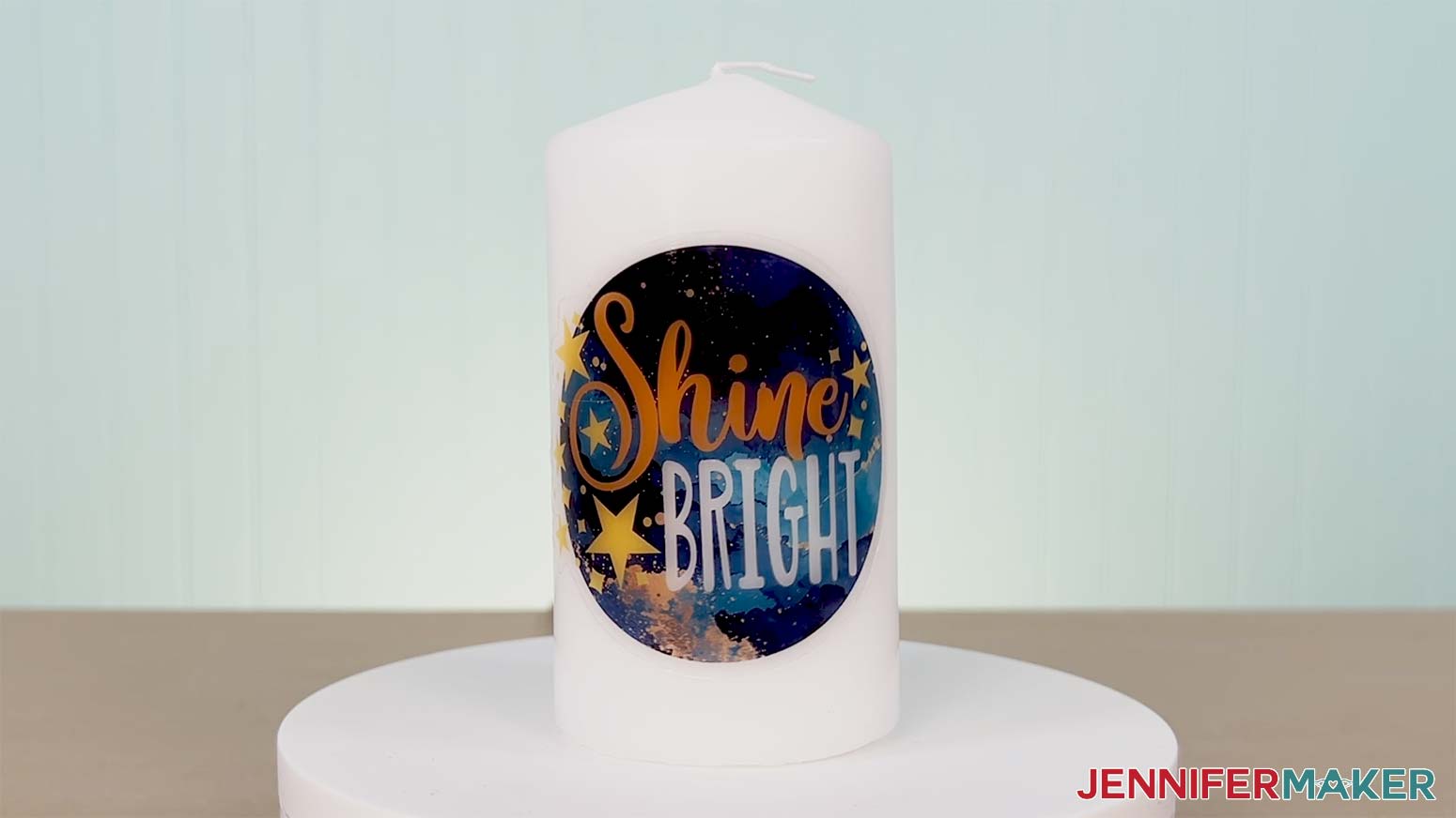 The double decal shine bright candle is finished and on display.