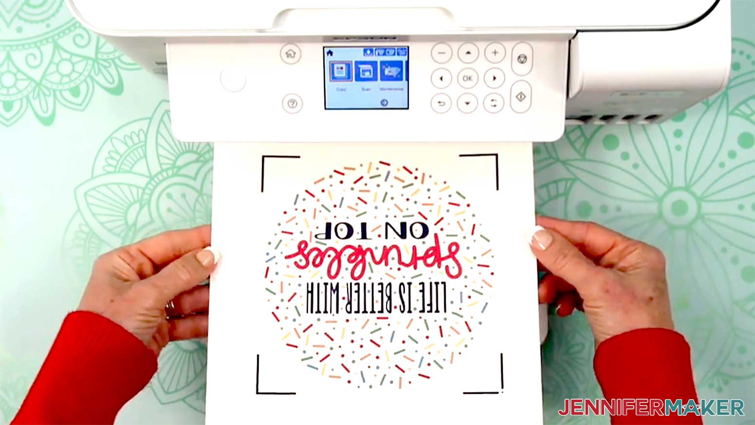 The Sprinkles design is printed on the waterslide paper.