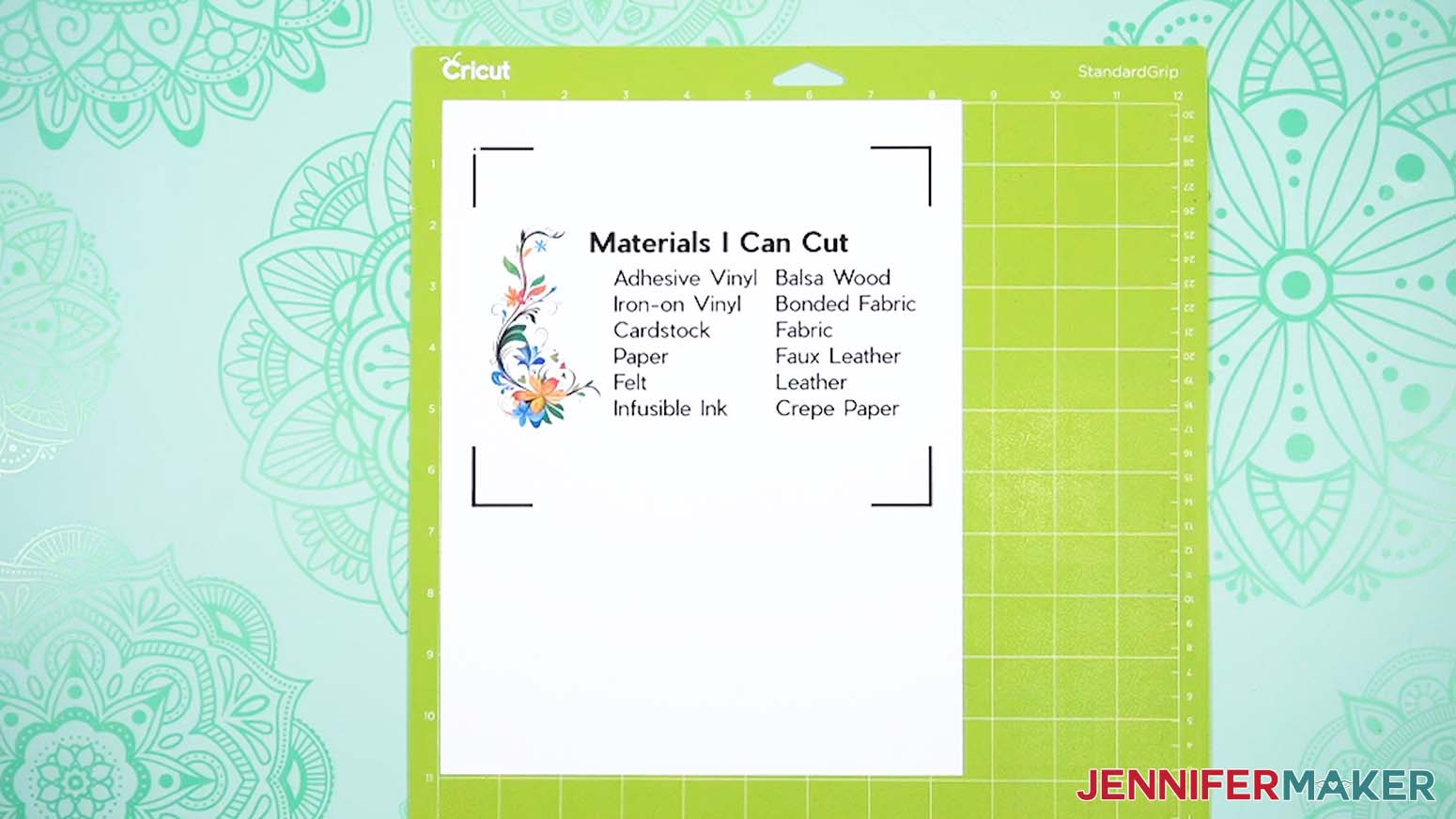 Place the printed sticker paper in the upper left corner on a green machine mat.