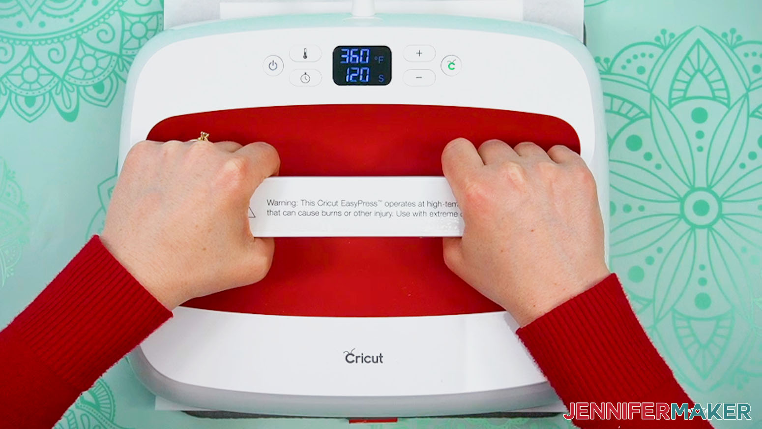 Press the sublimation garden stake with a heat press.