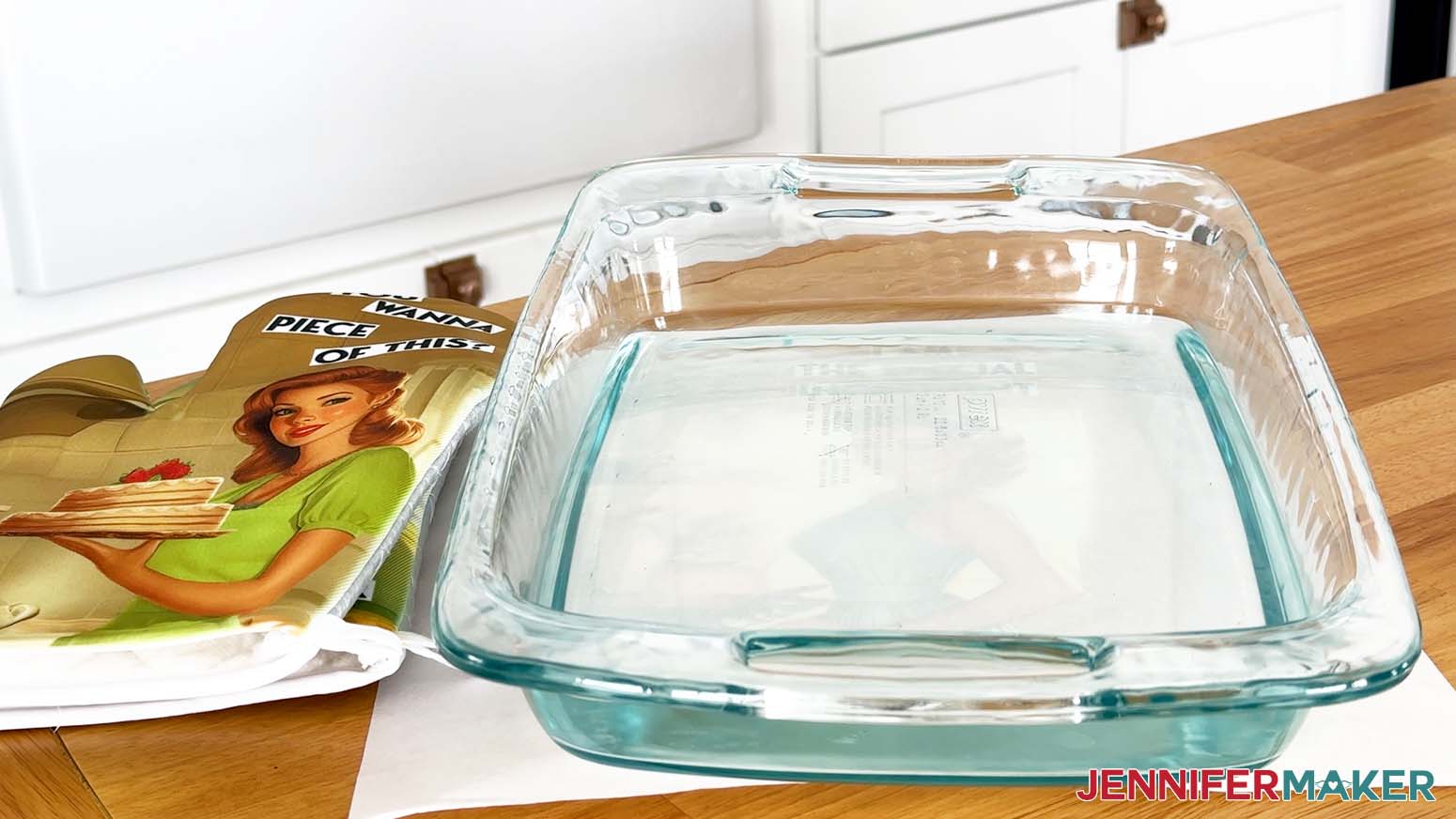 A heated pan was set on top of the Sublimation Oven Mitt and a piece of paper to see if any sublimation ink transferred to the paper.