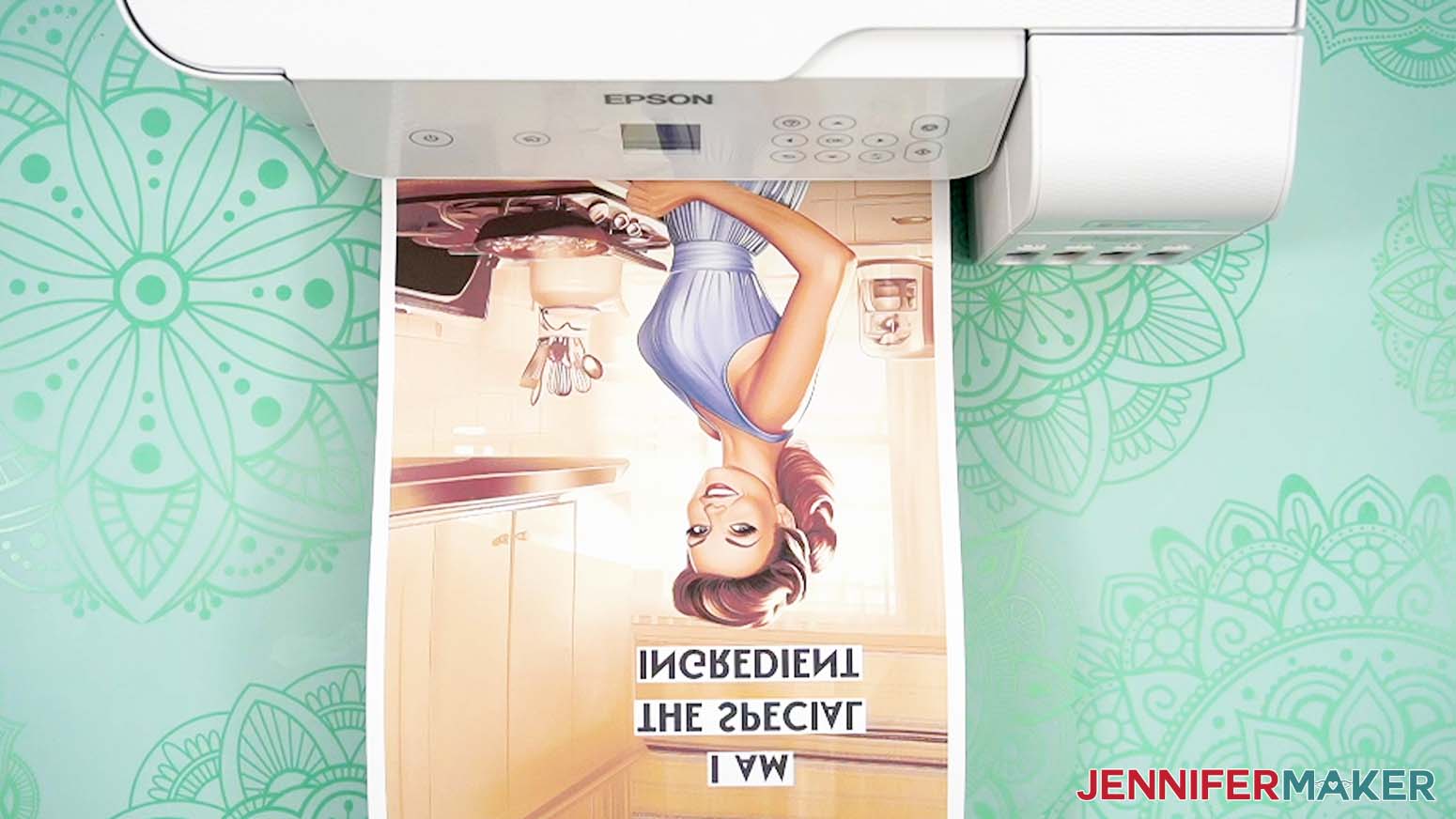 The sublimation oven mitt image is printed in mirror image and ready to use.