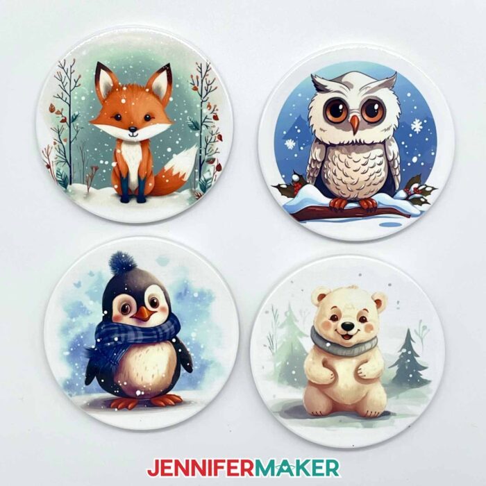 Round Cricut coasters.