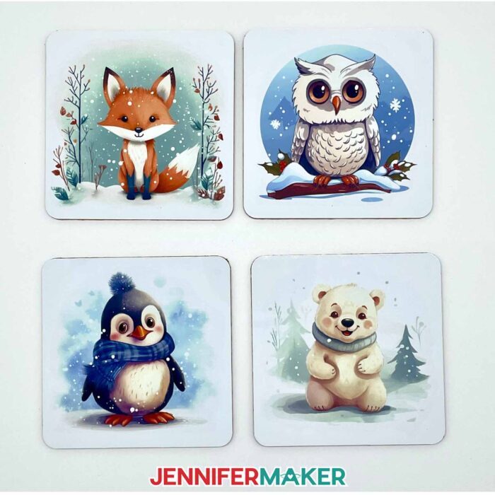 Square Cricut coasters.