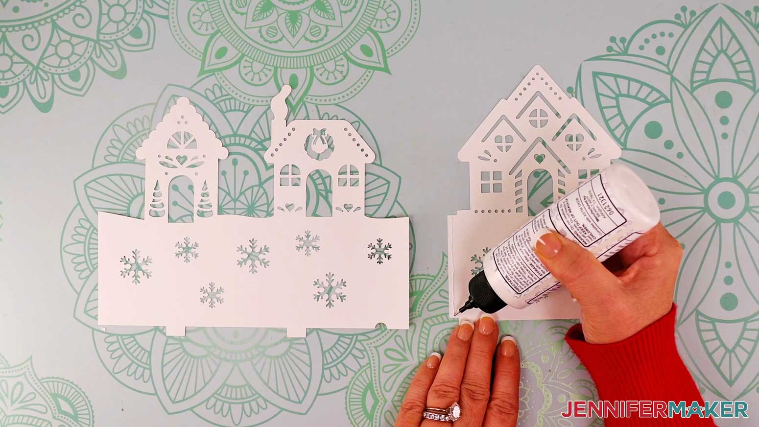 Glue the two pieces together using the center tab.