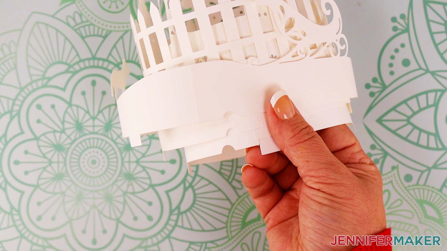 Each layer has a small semicircle cutout at the bottom for feeding the lights through.
