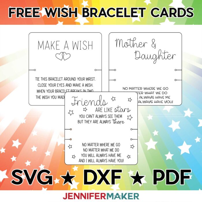 DIY Wish Bracelet Cards to cut on a Cricut with Free SVG Cut Files