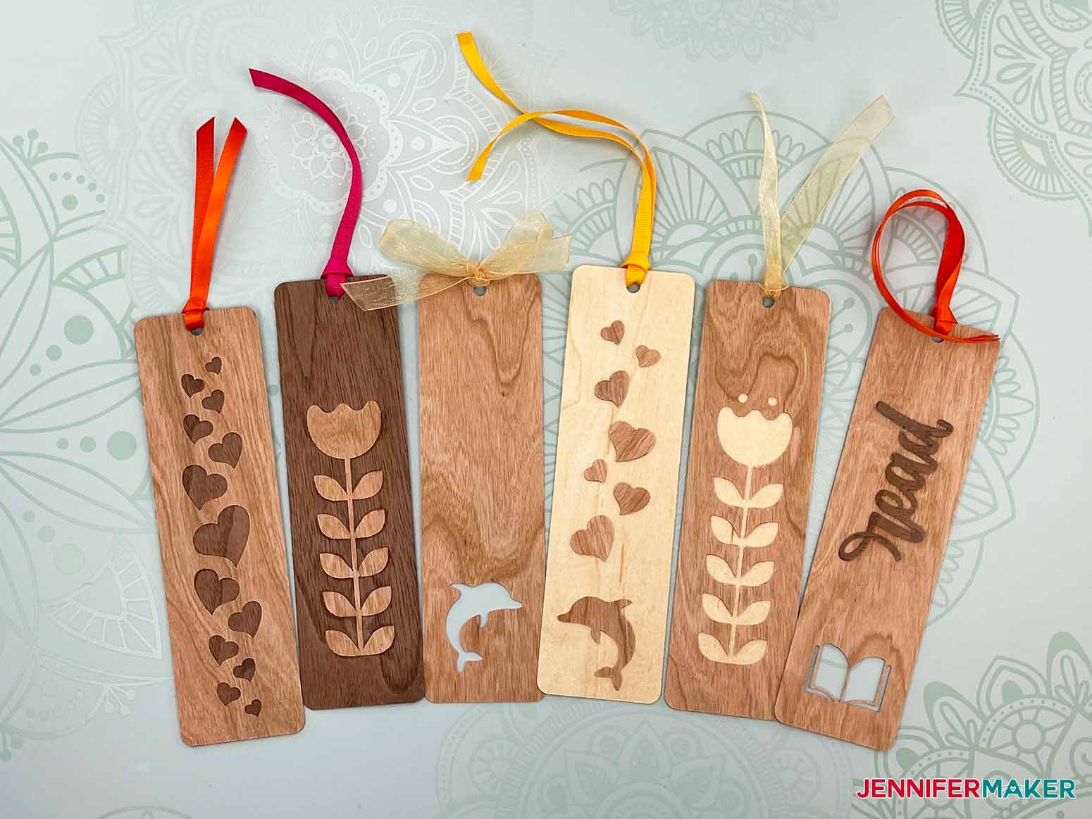 These are what some of my finished bookmarks look like from my Wooden Bookmarks project